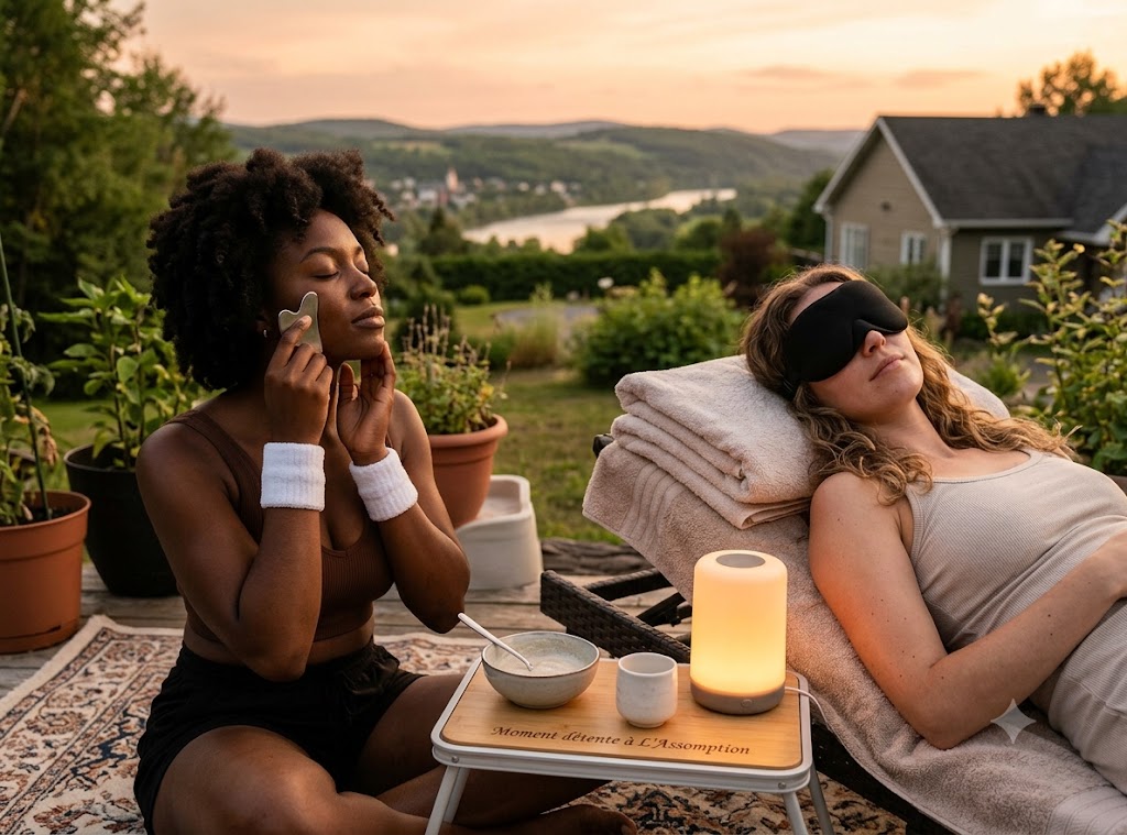 Coffret Rituel Self‑Care — bandeau microfibre, gua sha inox & masque sommeil 3D