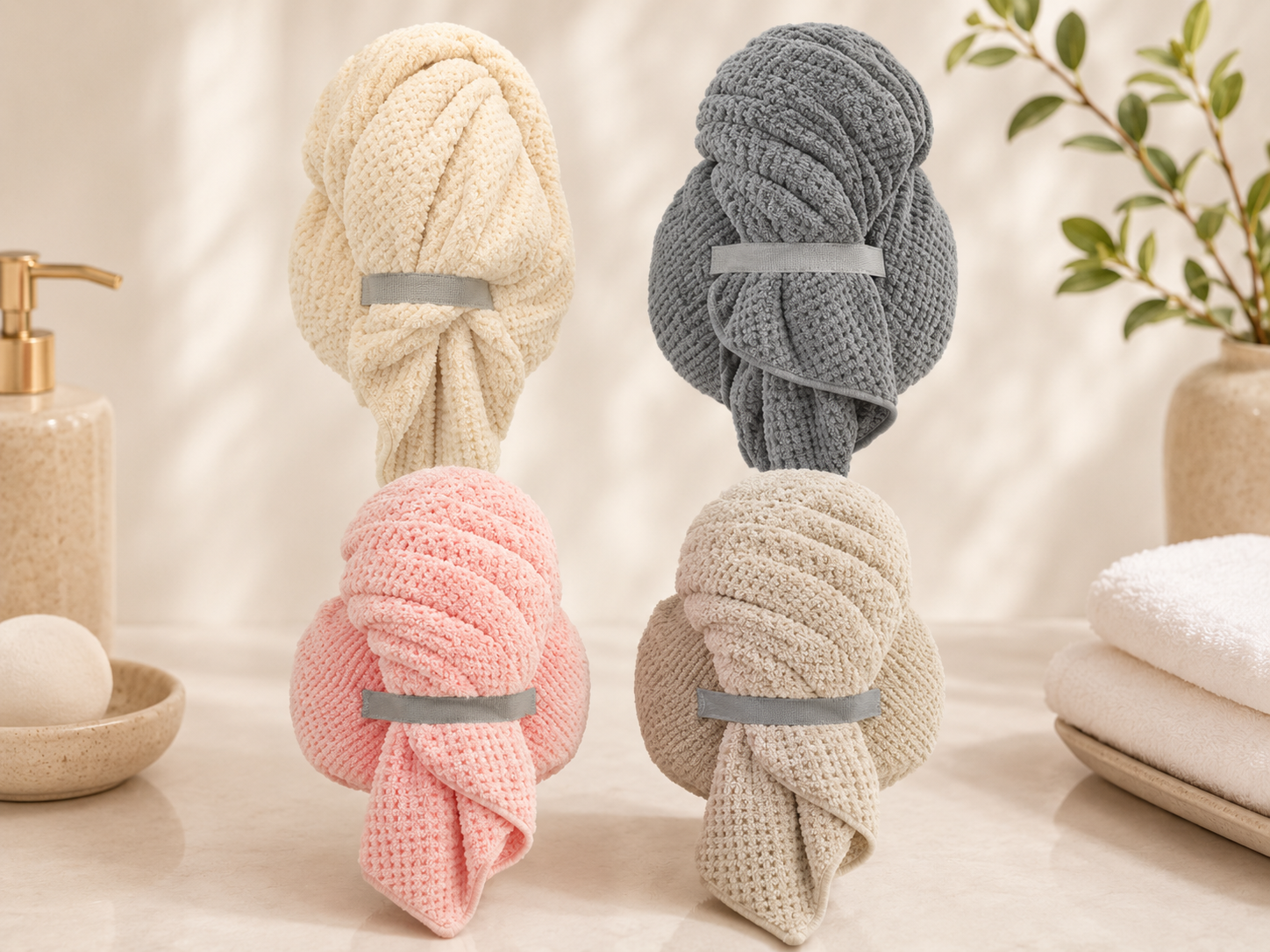 Serviette cheveux microfibre ultra‑absorbante — Turban séchage rapide