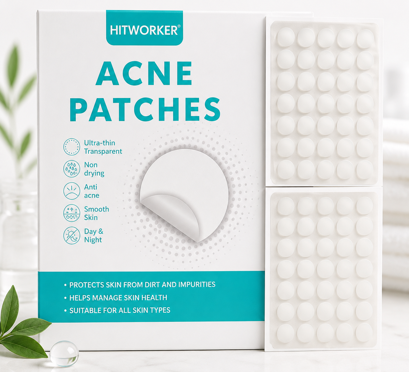 Patchs hydrocolloïdes anti-imperfections — 400 pcs invisibles & ultra-fins