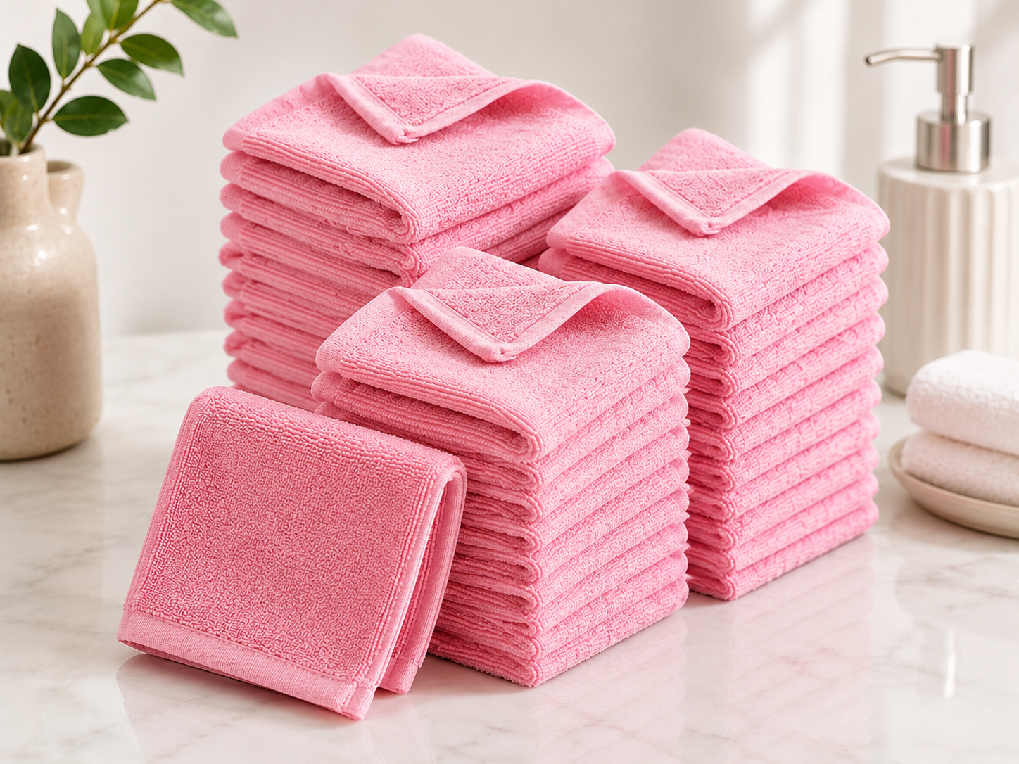 Lingettes démaquillantes microfibre réutilisables — Lot 6 ou 12 | Douces & Écologiques