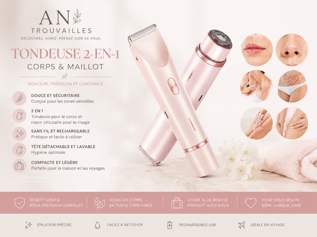 Tondeuse électrique 2-en-1 pour le corps et le maillot – Rechargeable