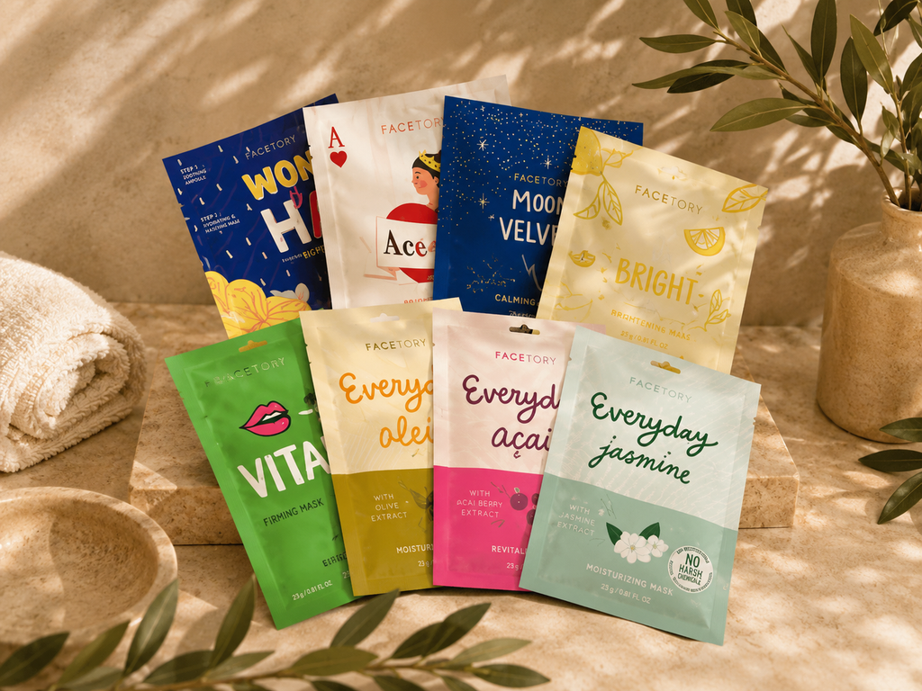 Coffret de 8 masques en tissu pour tous les types de peau