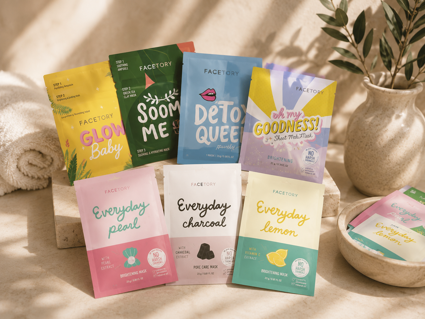 Coffret de 8 masques en tissu pour tous les types de peau