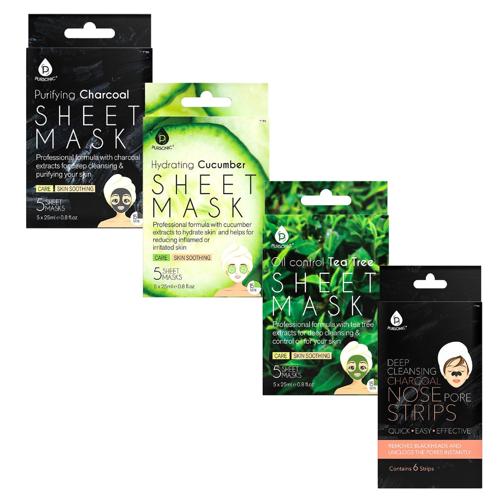 Coffret de soins ultime pour la peau : Masque en tissu au charbon + Masque en tissu à l'arbre à thé +