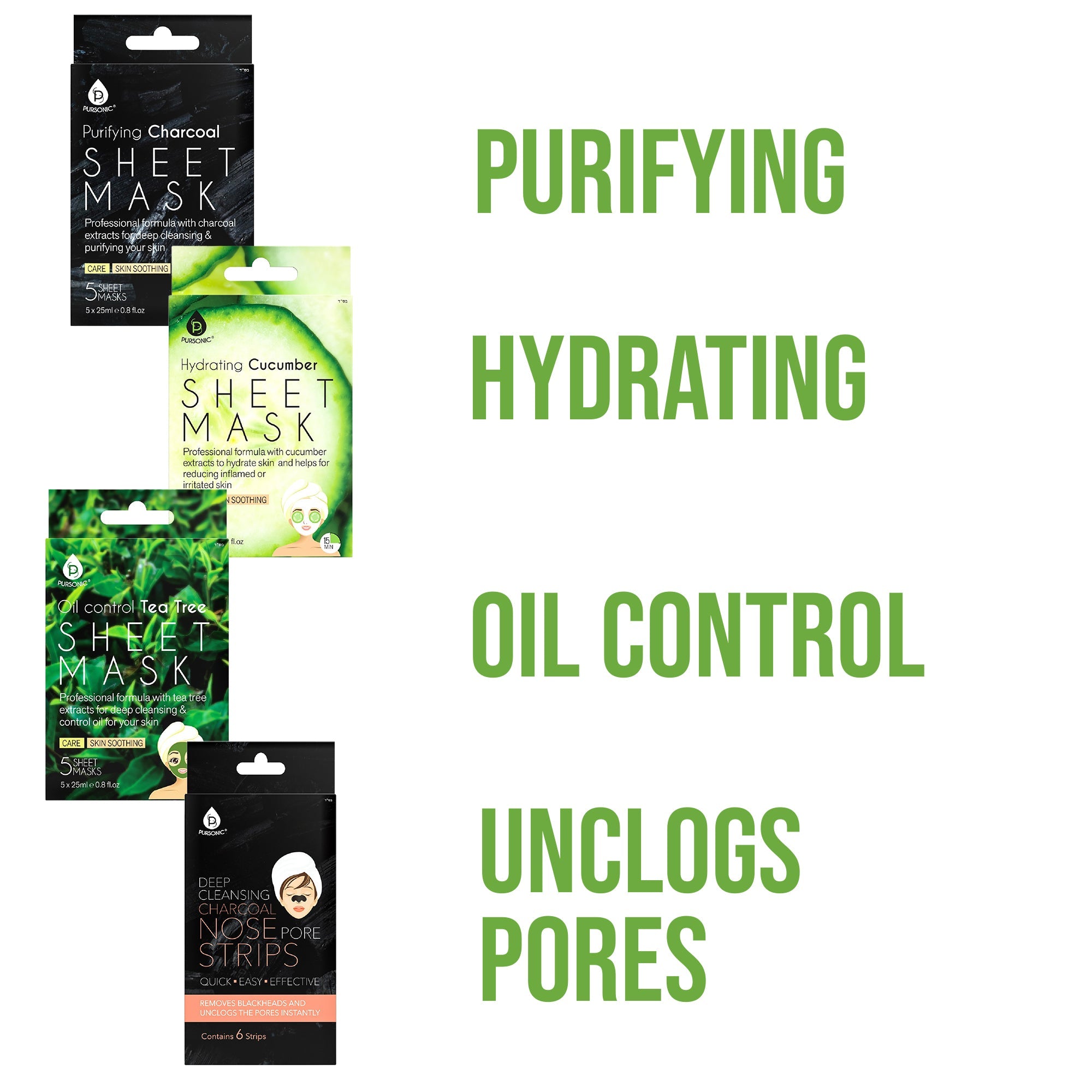 Coffret de soins ultime pour la peau : Masque en tissu au charbon + Masque en tissu à l'arbre à thé +
