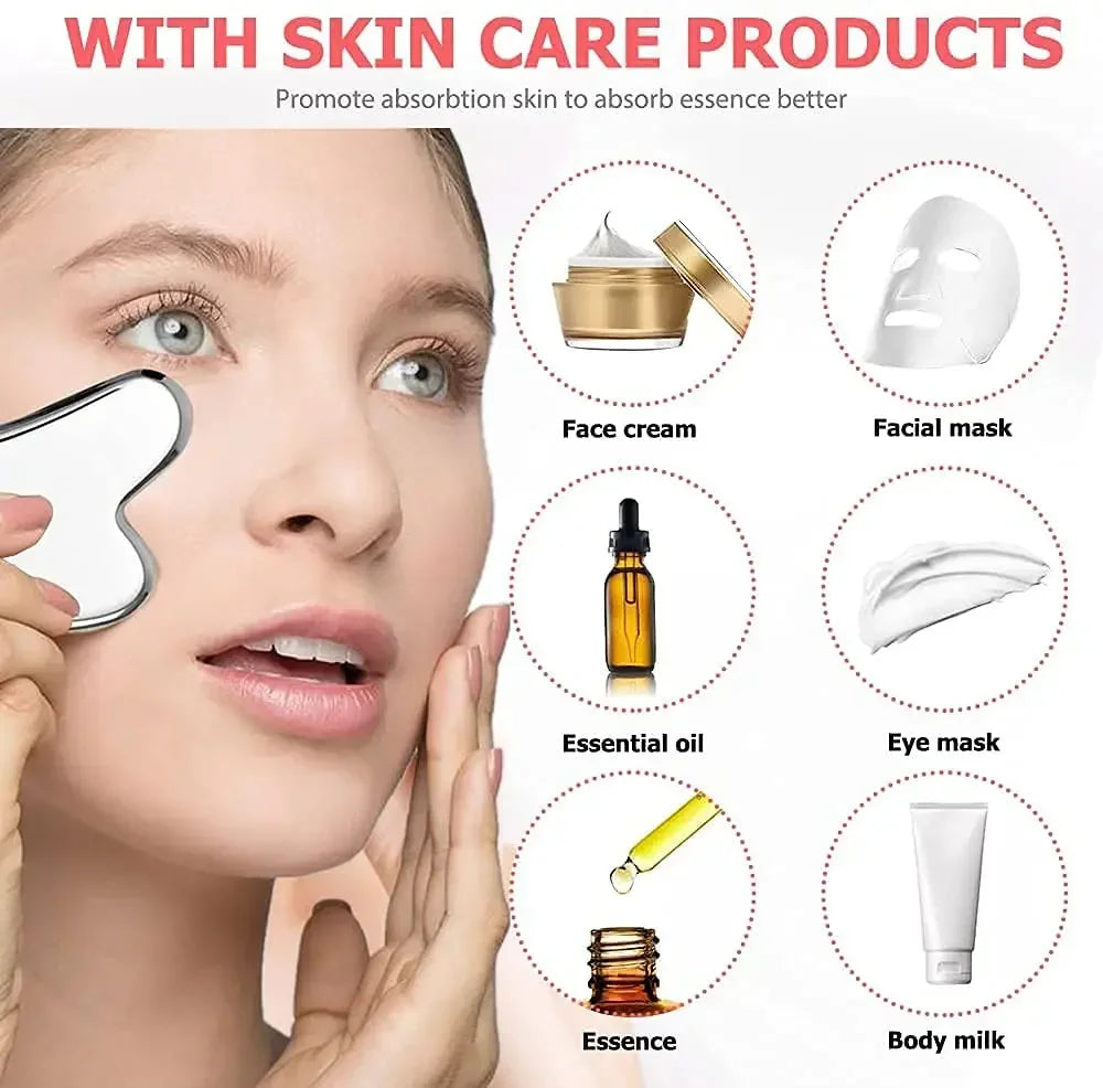 Gua Sha Inox Sculpt — Outil Facial Hygiénique pour Drainage & Sculpt