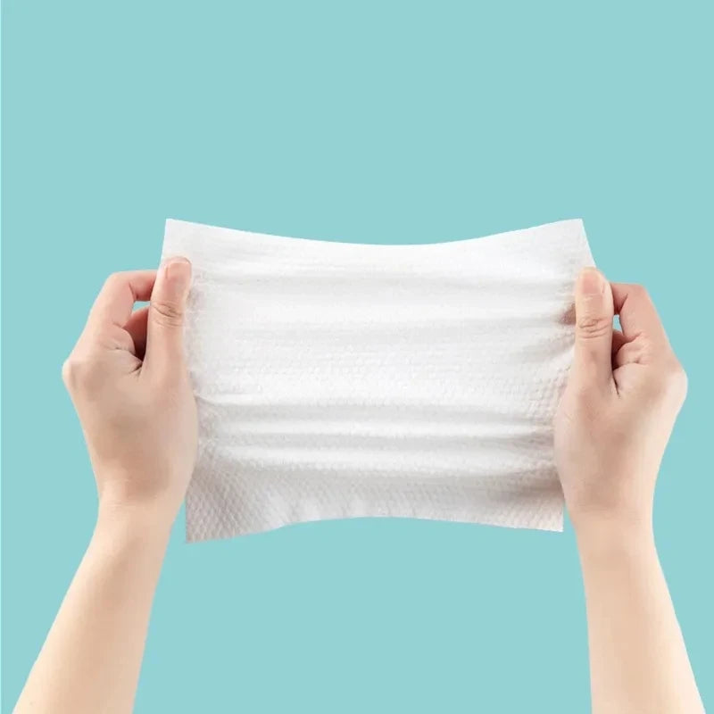 Serviettes visage jetables 100% coton — Pack 100 feuilles (douceur & hygiène)