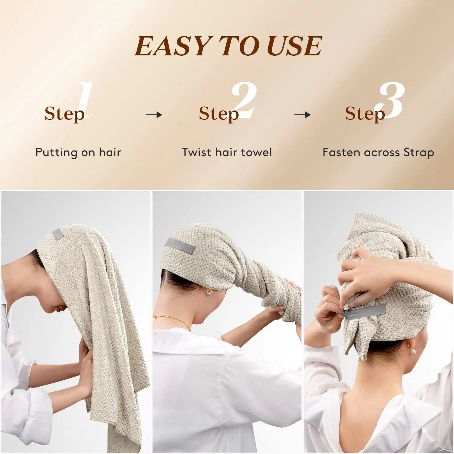 Serviette cheveux microfibre ultra‑absorbante — Turban séchage rapide
